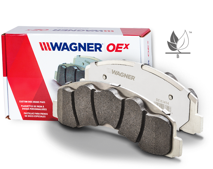 vue de face des plaquettes de frein Wagner OEx vue de face des plaquettes de frein OEx de Wagner